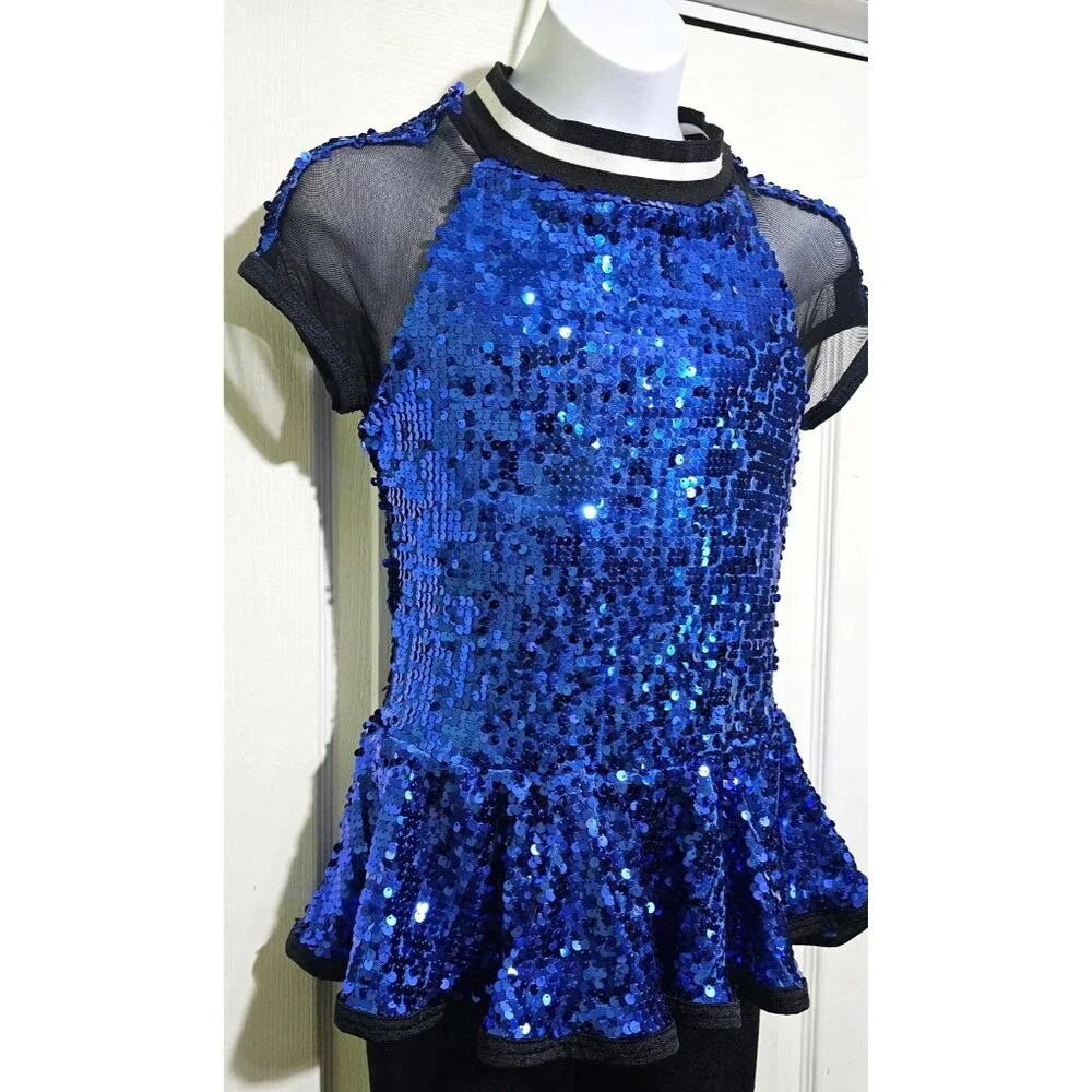 Weissman Sequin Peplum Dance Costume It's Tricky Jazz Hip Hop Recital Child XL